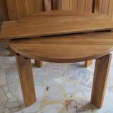 Round table with oiled solid elm extension Regain