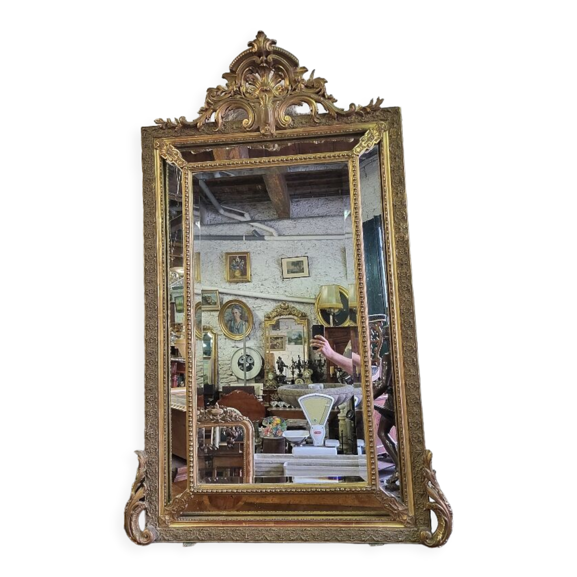 Mirror dora Louis XV with frame of the XIXth century