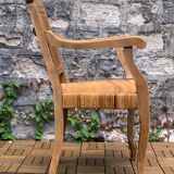 Barber's armchair in wood cannage and straw 1900