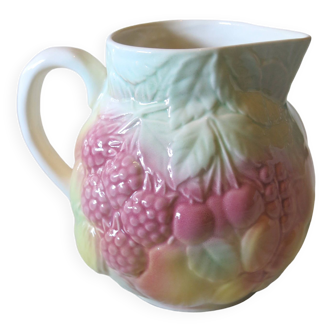 Very pretty pitcher in slip with fruit decor from Salin les Bains in good condition