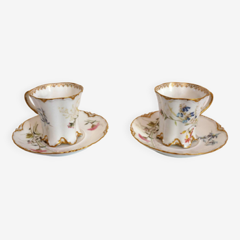 Très belle paire de tasses Haviland fin XIXème