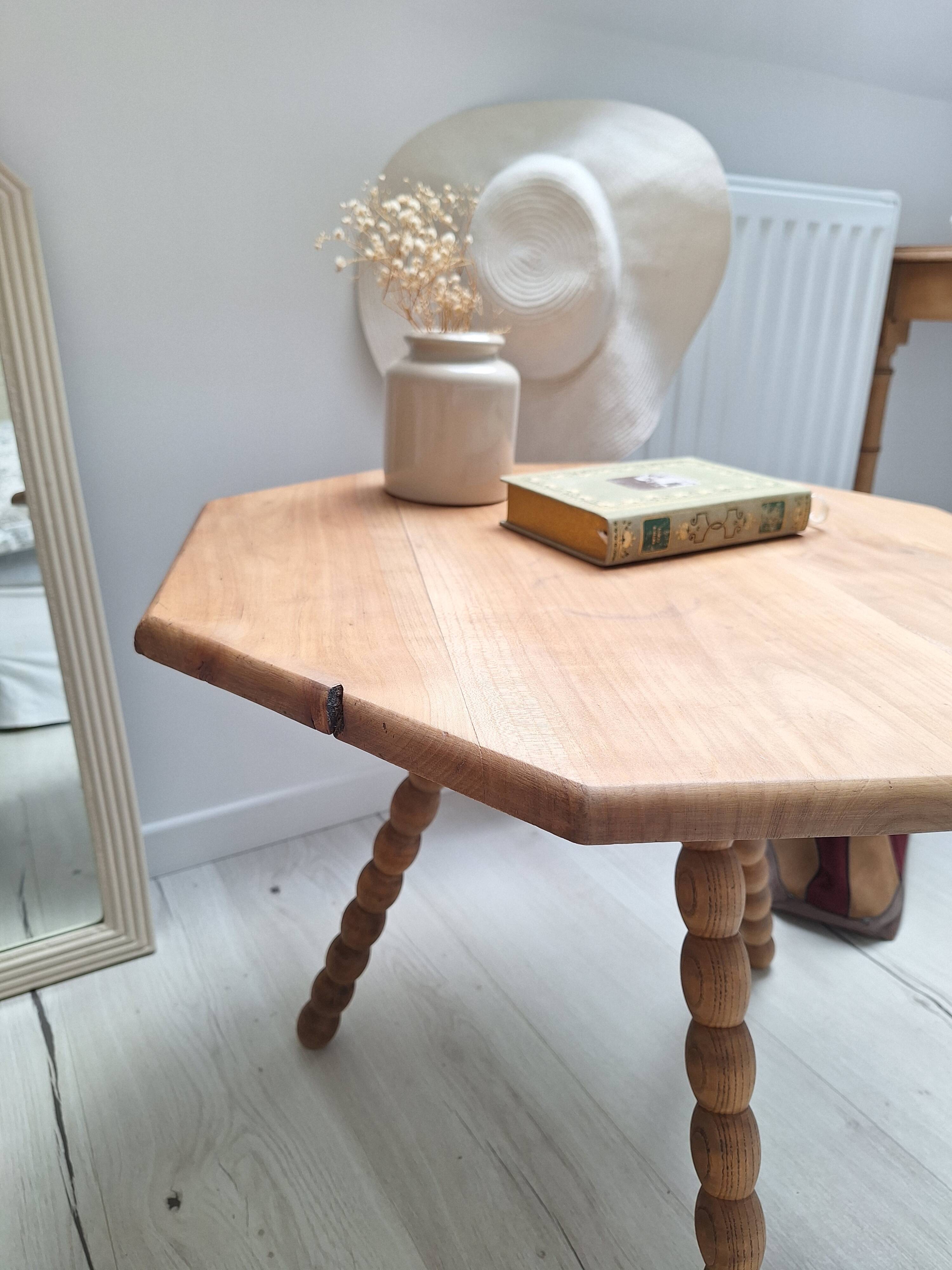 Table basse / bout de canapé / Table d'appoint tripode plateau octogone