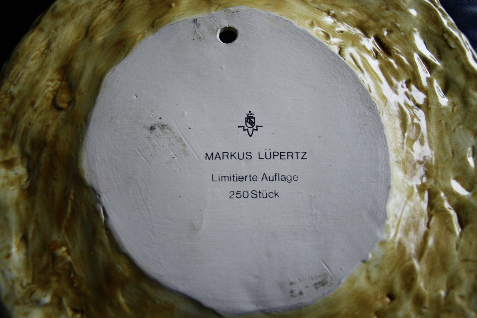 VINTAGE TERRACOTTA DISH BY MARK LUPERTZ 1980