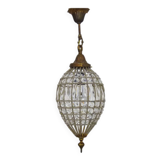 Antique bronze chandelier with glass pendants. Empire style from the 1980s.