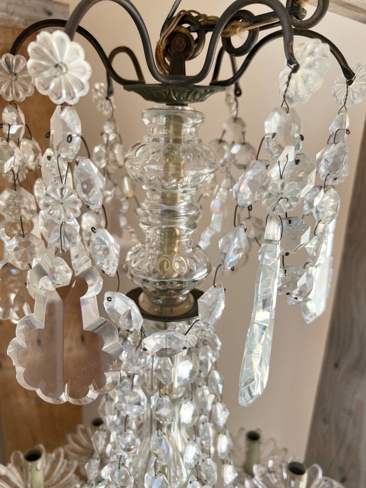 12-light crystal chandelier, antique light fixture