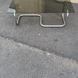 Coffee table in chromed steel and smoked glass circa 1970