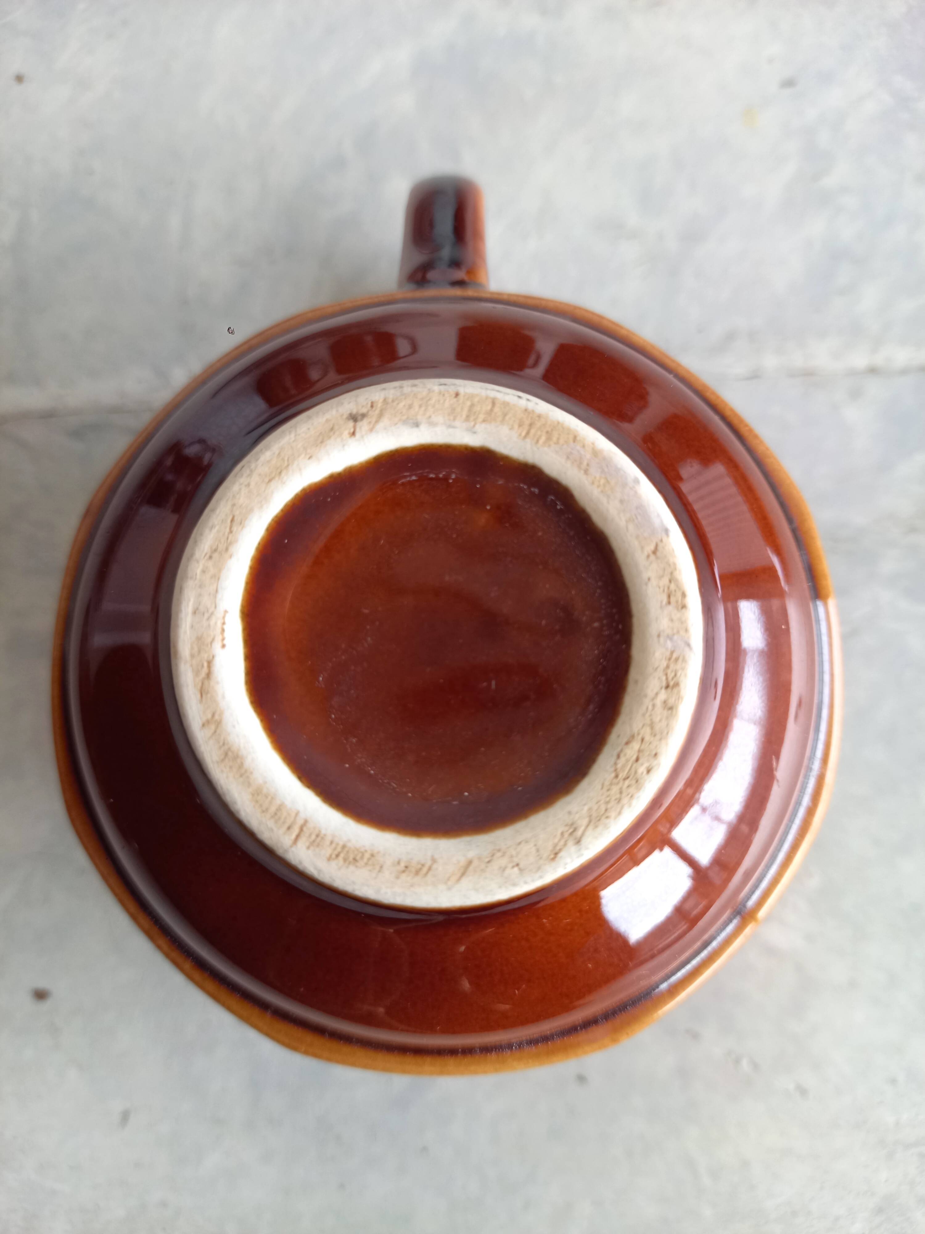 Set of 8 Vintage (1970) Belgian Brown Coffee/Tea Cups and Saucers