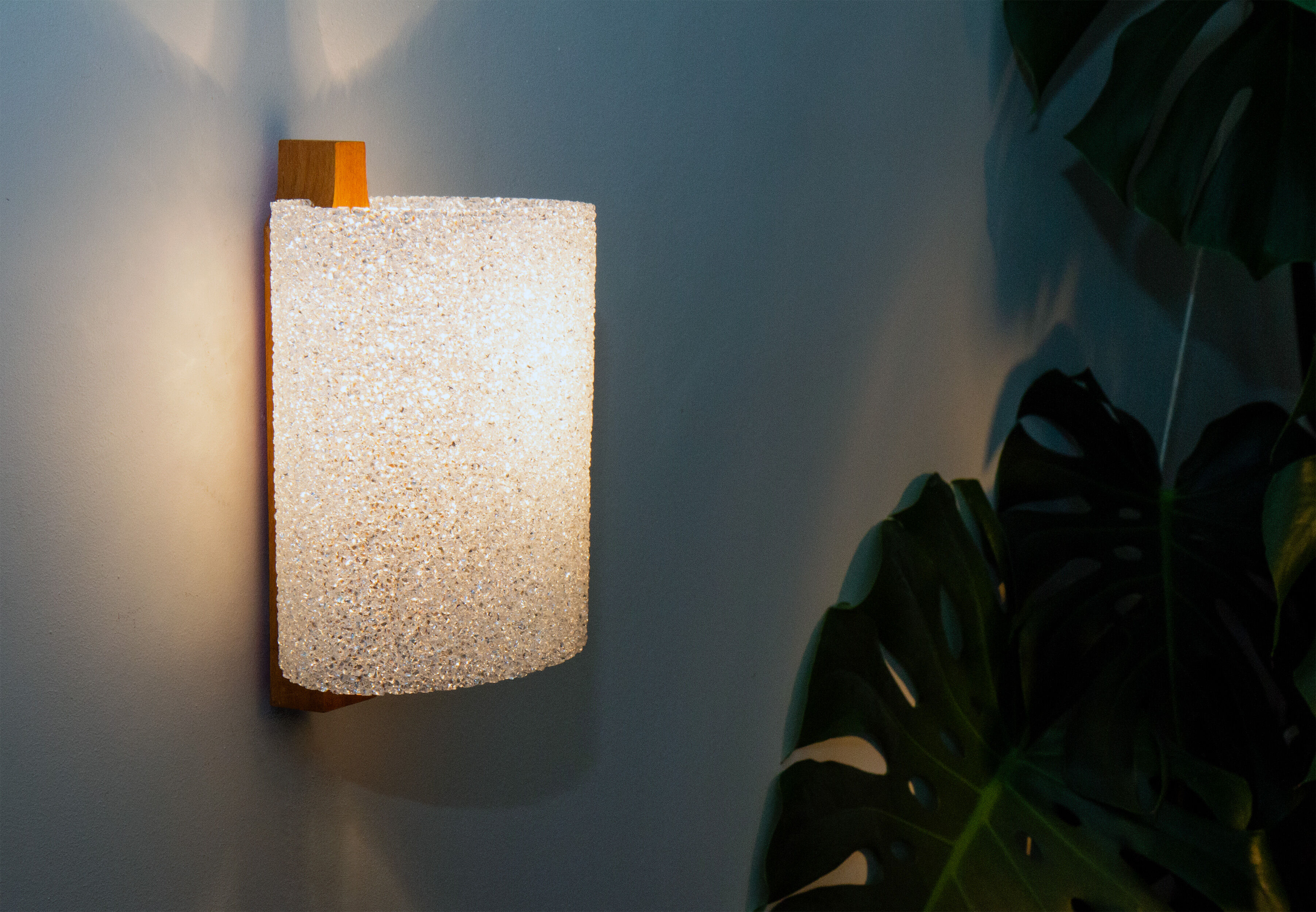 Pair of wall lamps in Perspex and teak year 60