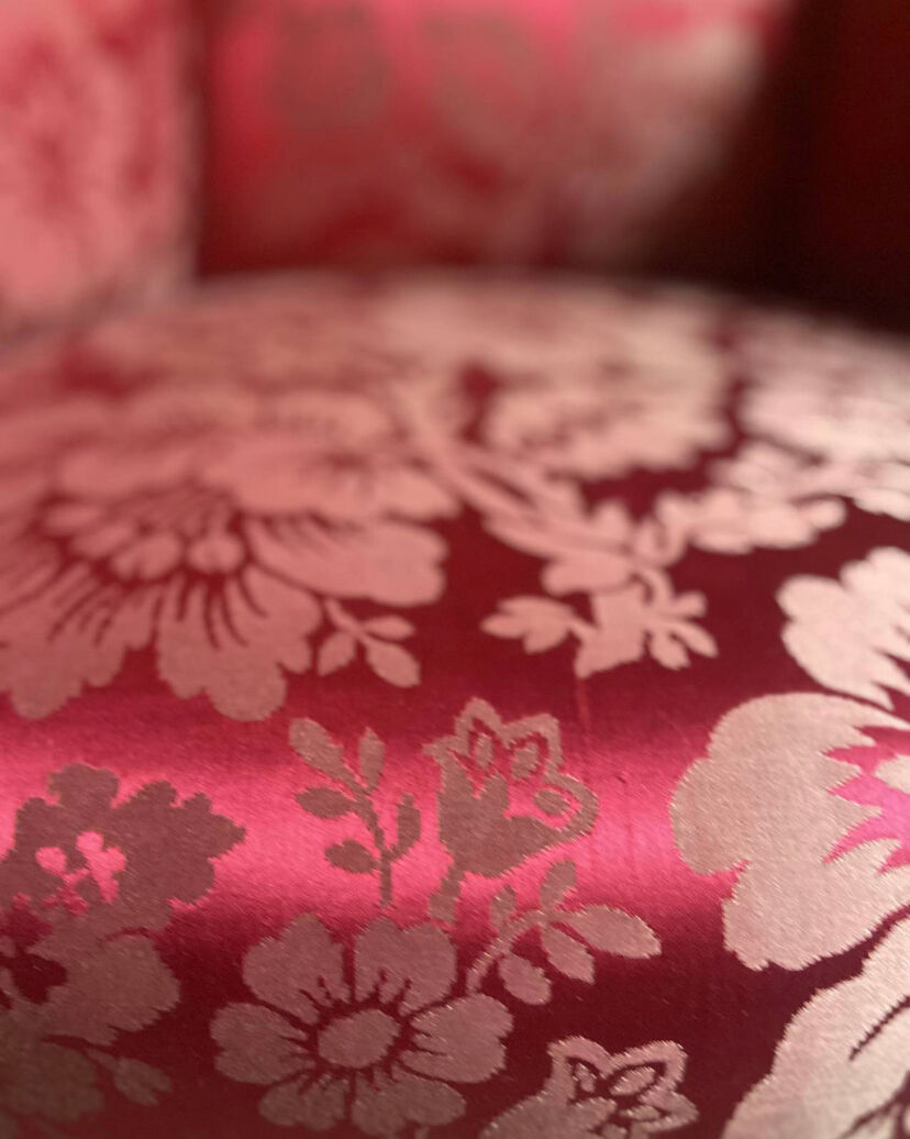 Armchair Napoleon III red satin