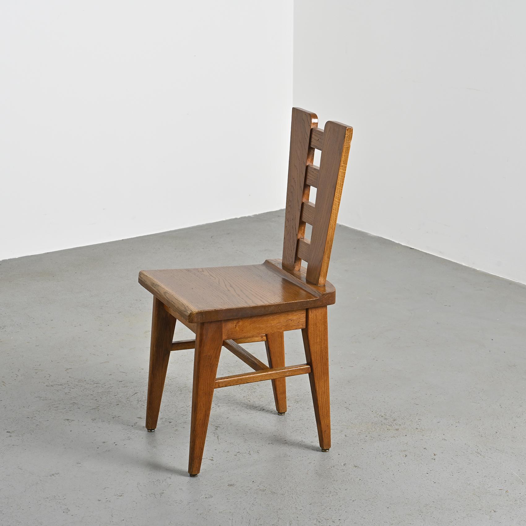 Ensemble de six chaises en chêne par Henry Jacques Le Même, France vers 1940