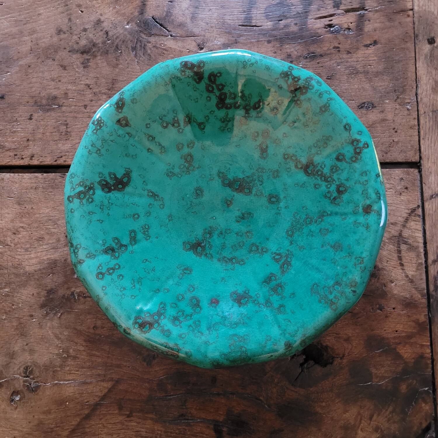 Ceramic bowl with malachite green glaze. 1950s. Ceramic bowl with green glaze.