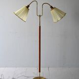 1950s Scandinavian teak and brass floor lamp