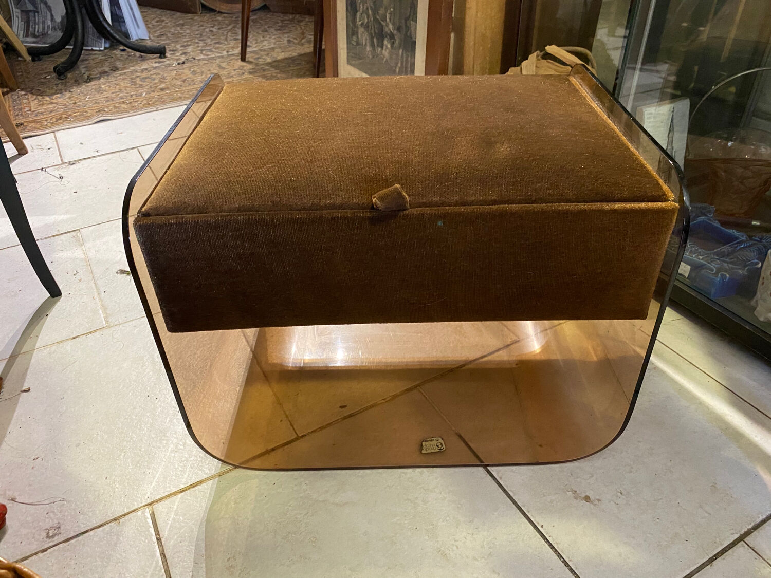 Coiffeuse vintage 1970 velours marron