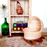 Cradle vintage wicker doll