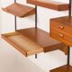 Kai Kristiansen teak wall unit with a desk and a lamp, FM Mobler, 1960s