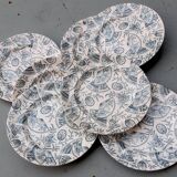 7 flat plates with fan patterns, Longwy end of 19th