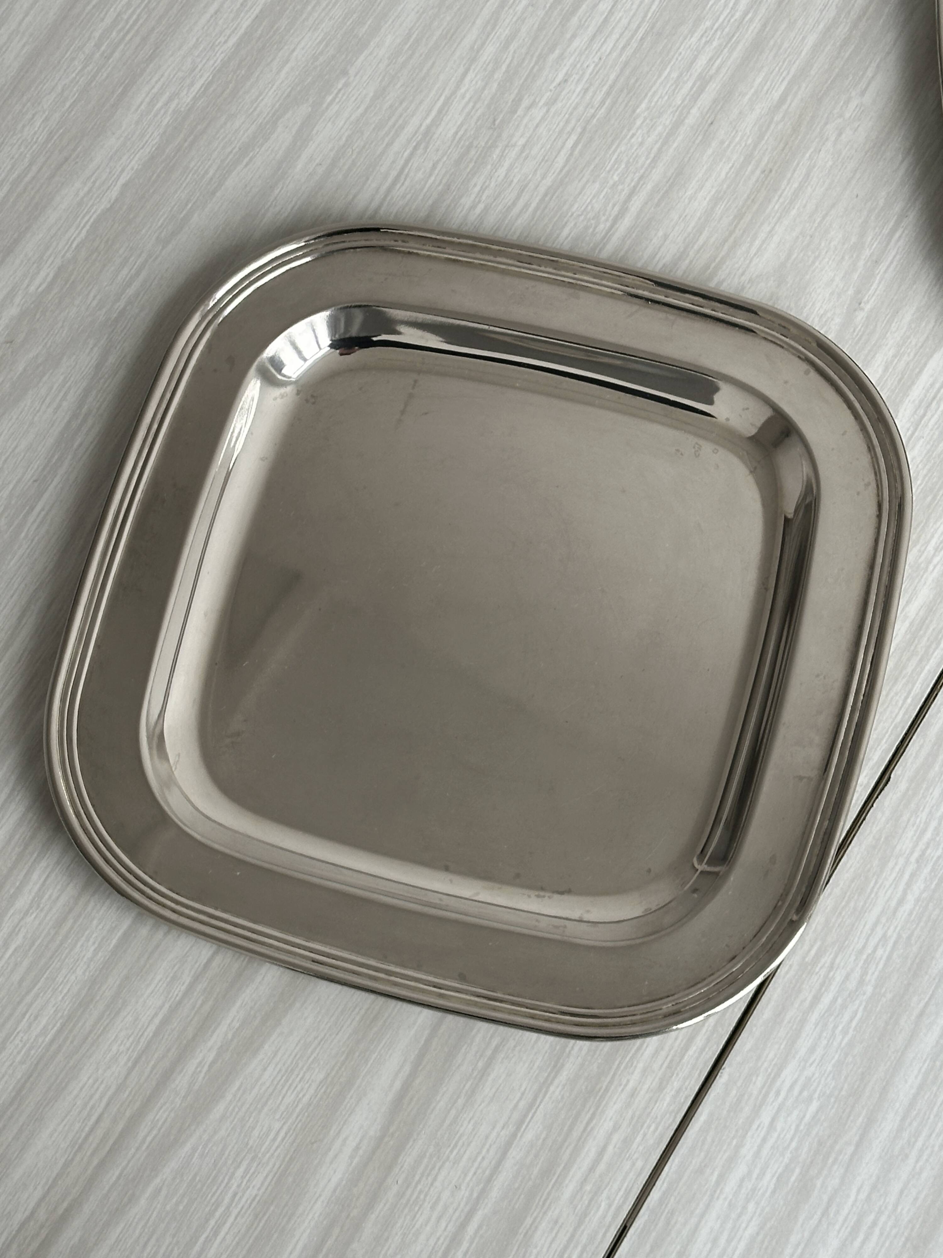 Shiny metal rectangular tray