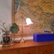 Old lamp to lay in gilded brass, arms collar of articulated swan