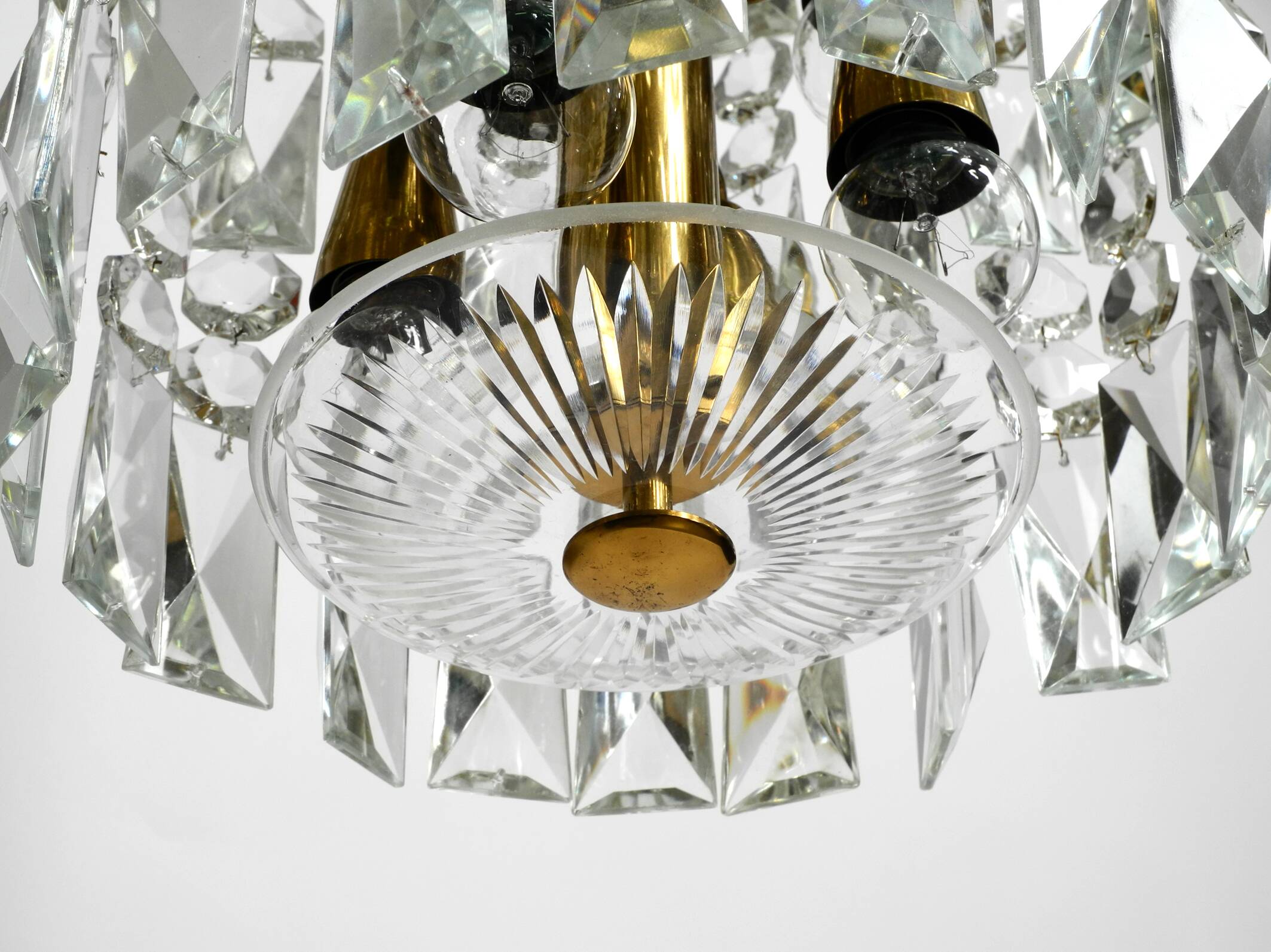 Lustre XL en cristal et laiton par Vereinigte Werkstätten