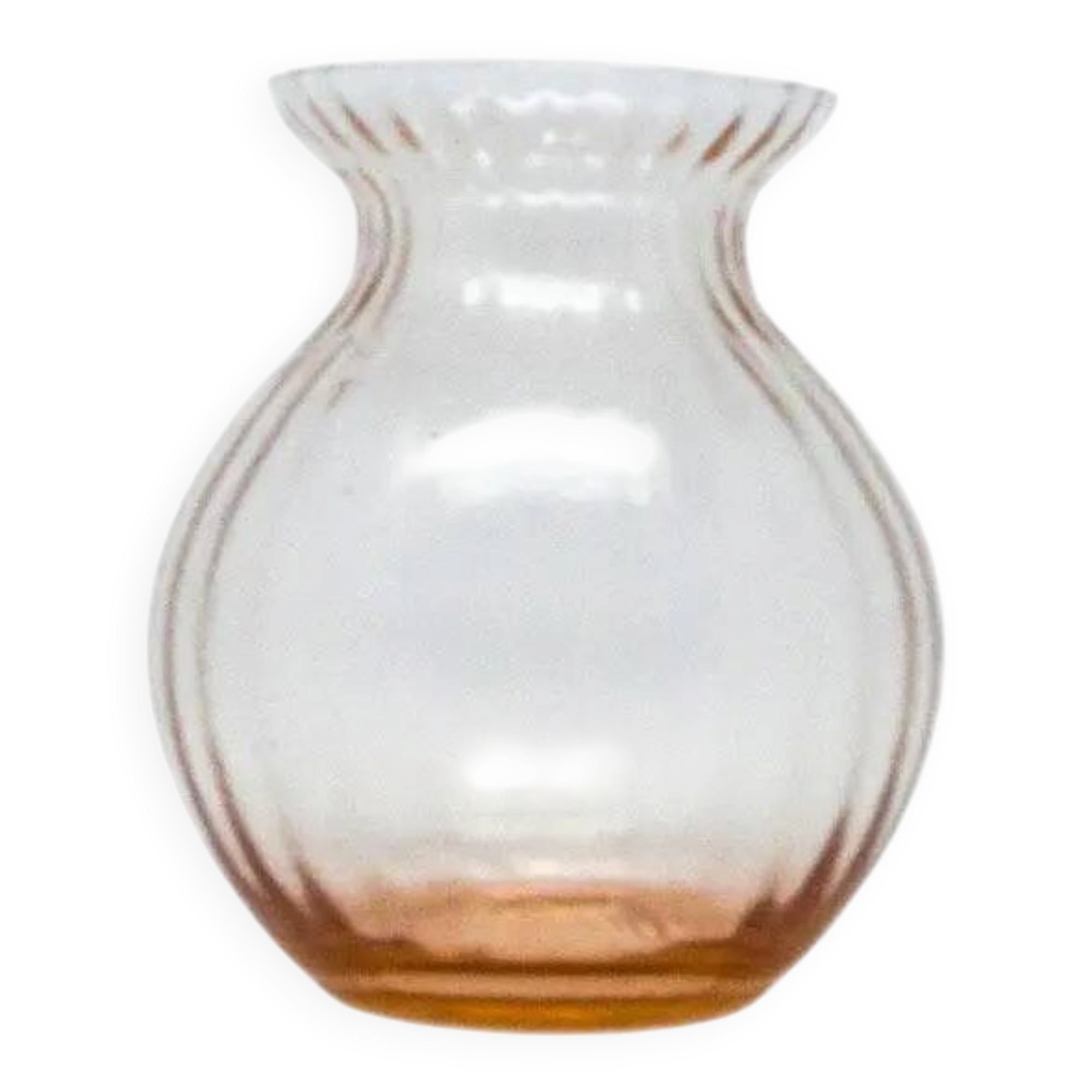 Miniature Art Deco vase, pink glass, Poland, 1930s