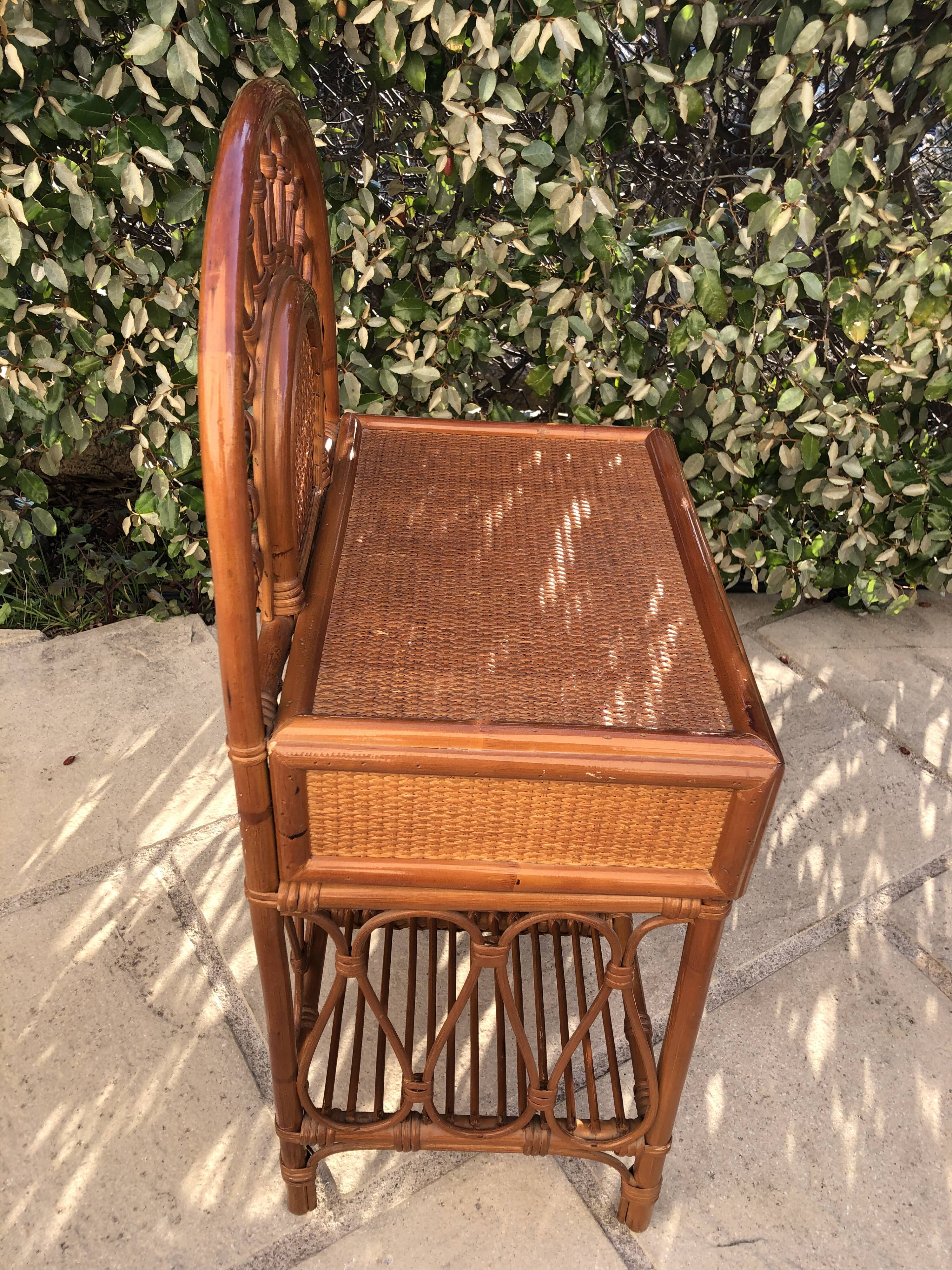 Rattan bedside and vintage bamboo