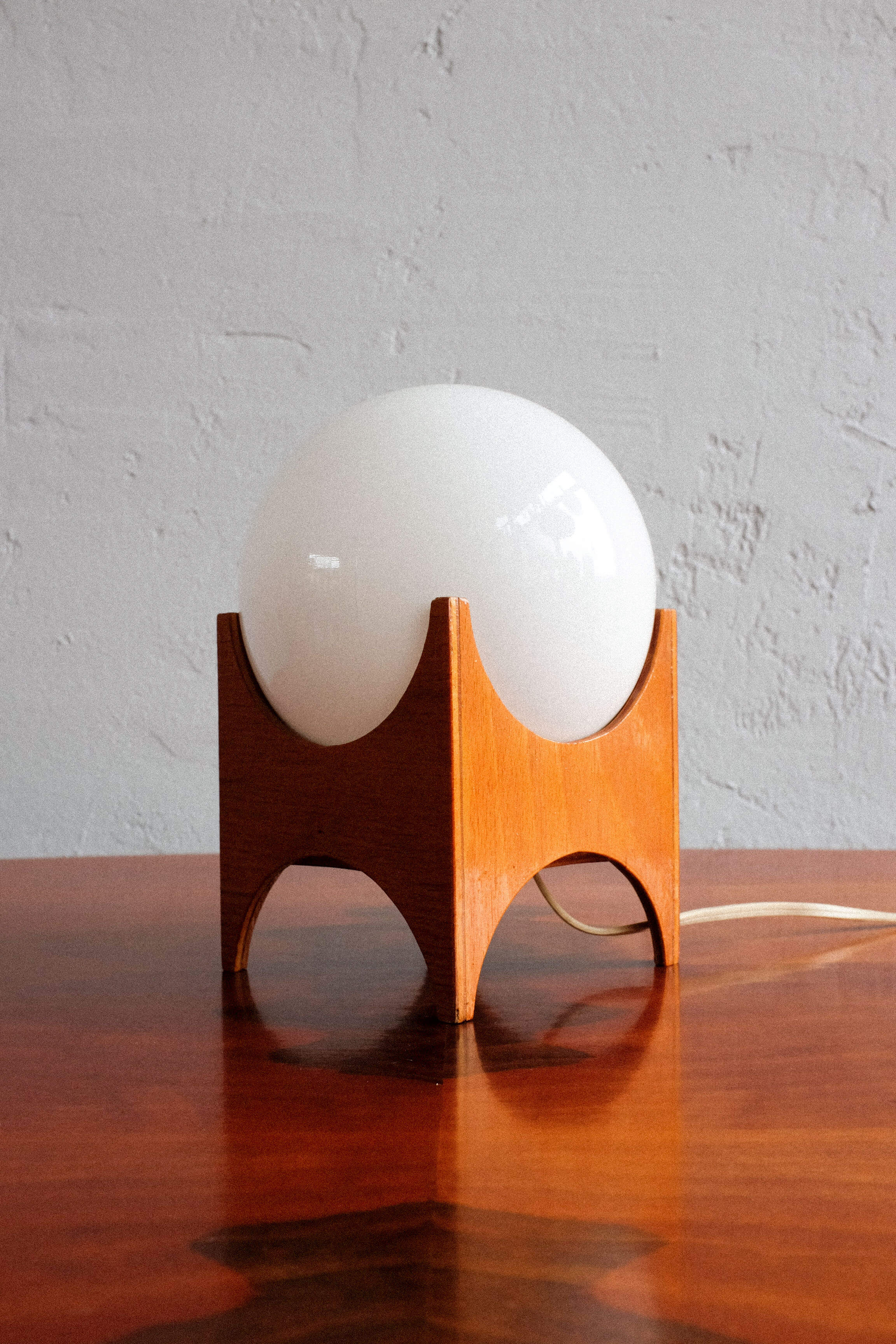 Glass & wood table lamp, Czechoslovakia, 1960s