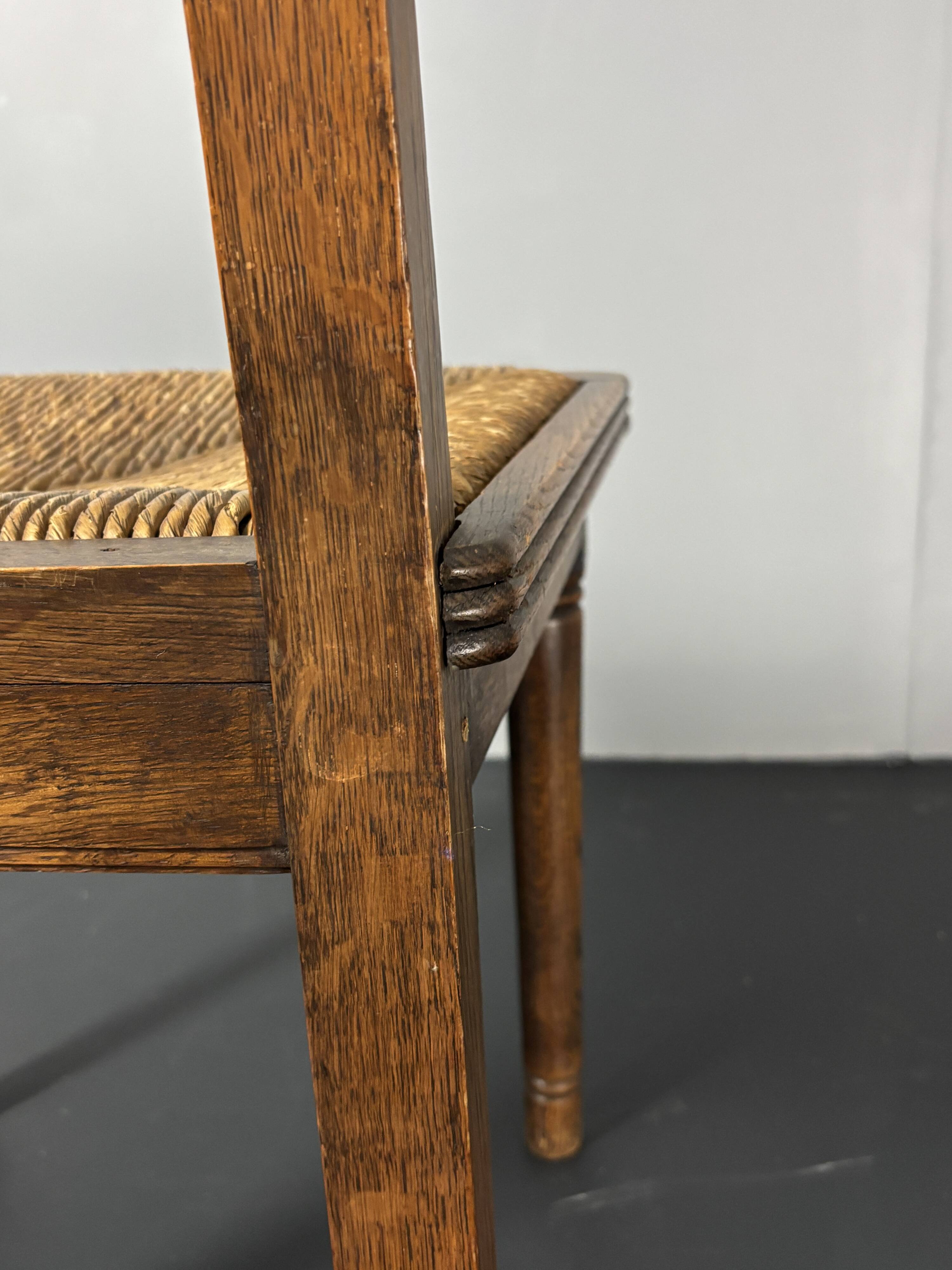 6 Farmhouse wood turned rush dining chairs