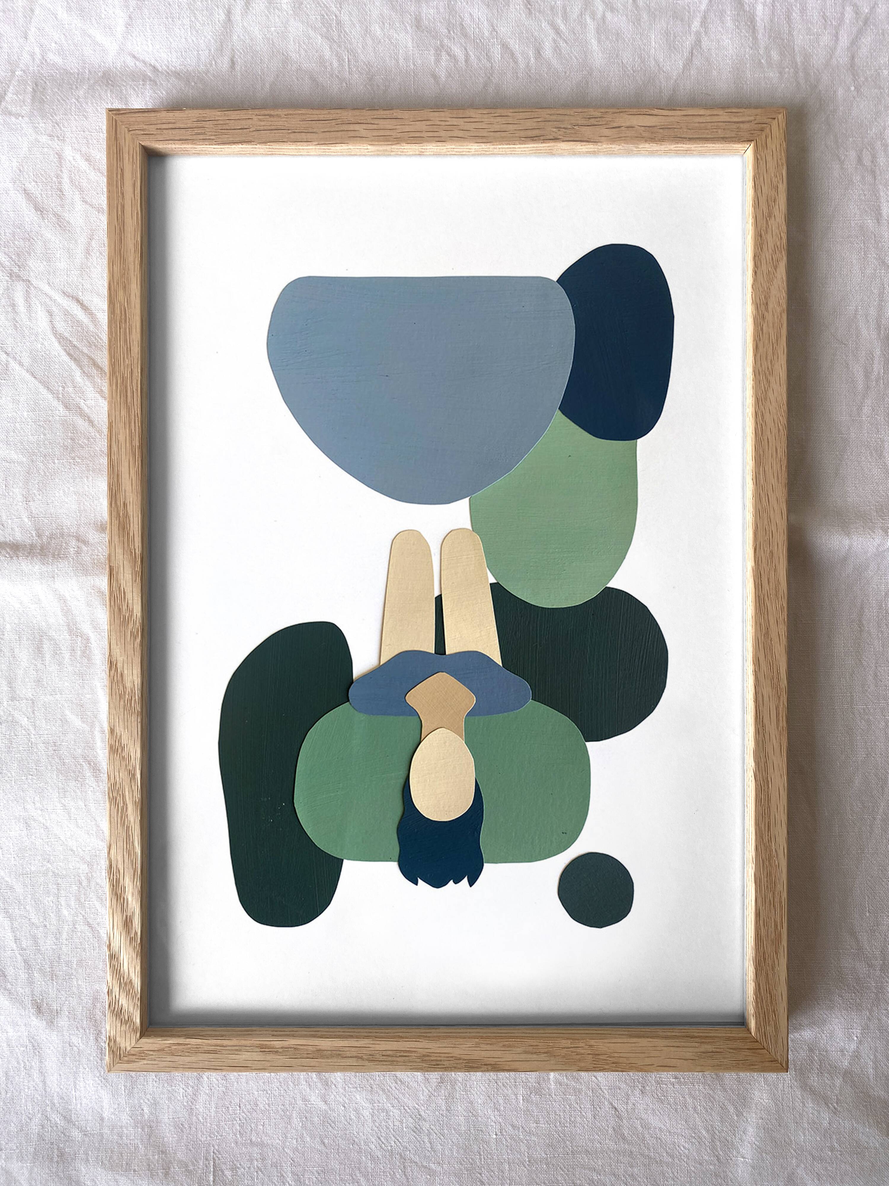 Original painting - blue clouds - framed - signed ackeogh