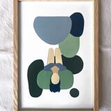 Original painting - blue clouds - framed - signed ackeogh