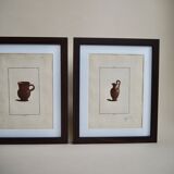 Triptyque de gravures poterie antique anciennes