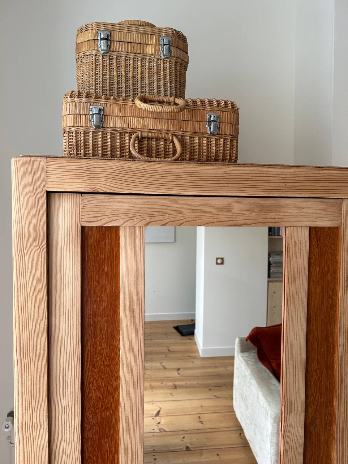 Vintage raw wood cabinet