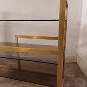 Brass shelf, smoked glass