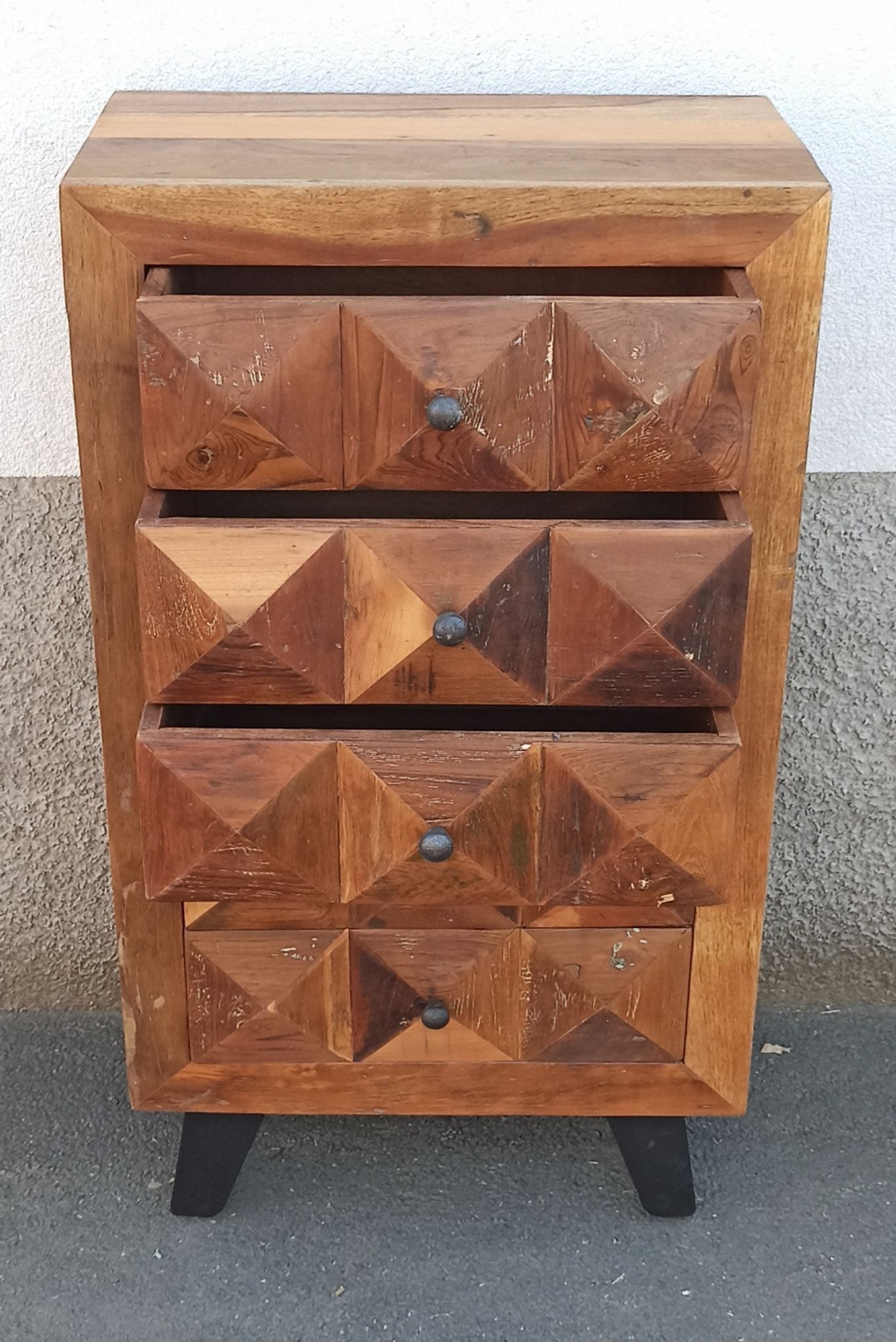 Petite commode 5 tiroirs pointes de diamant