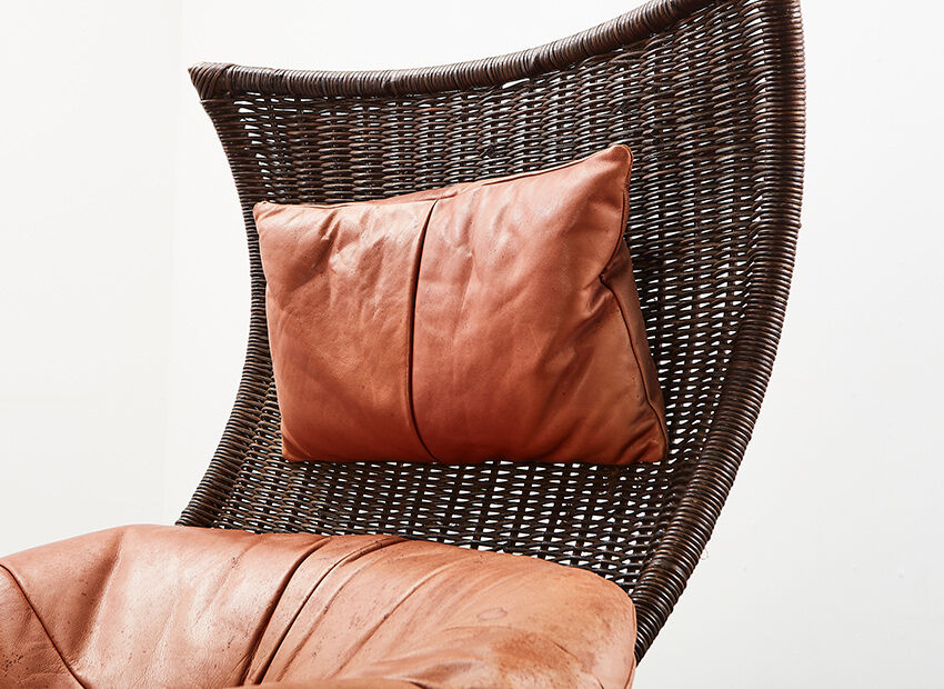 Gerard van den Berg Lounge Chair in Rattan and Leather for Montis 1970s