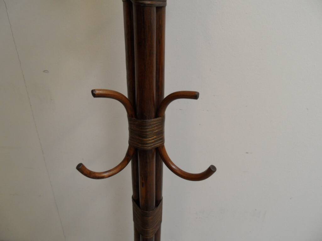 Vintage standing coat rack in bamboo