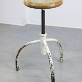 Vintage Industrial White Swivel Chair