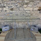 Modernist desk chrome and glass