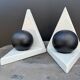 Ceramic bookends, Memphis design, 1980s.