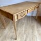 Vintage light wood desk with 3 drawers in Louis Philippe style, chic country.