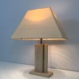 Travertine and brass lamp with original lampshades