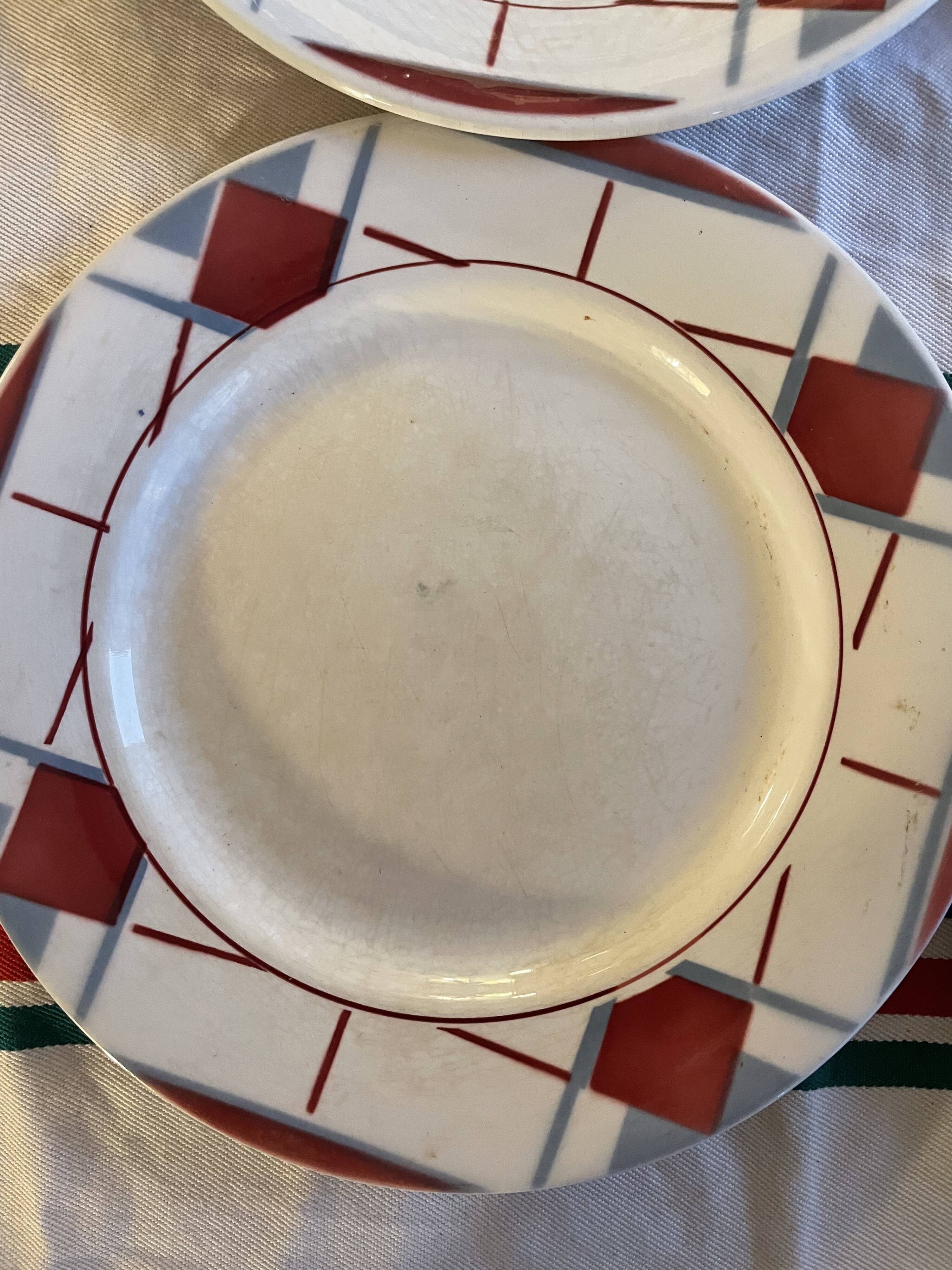 Set of 6 old Digoin plates in Sarreguemines earthenware