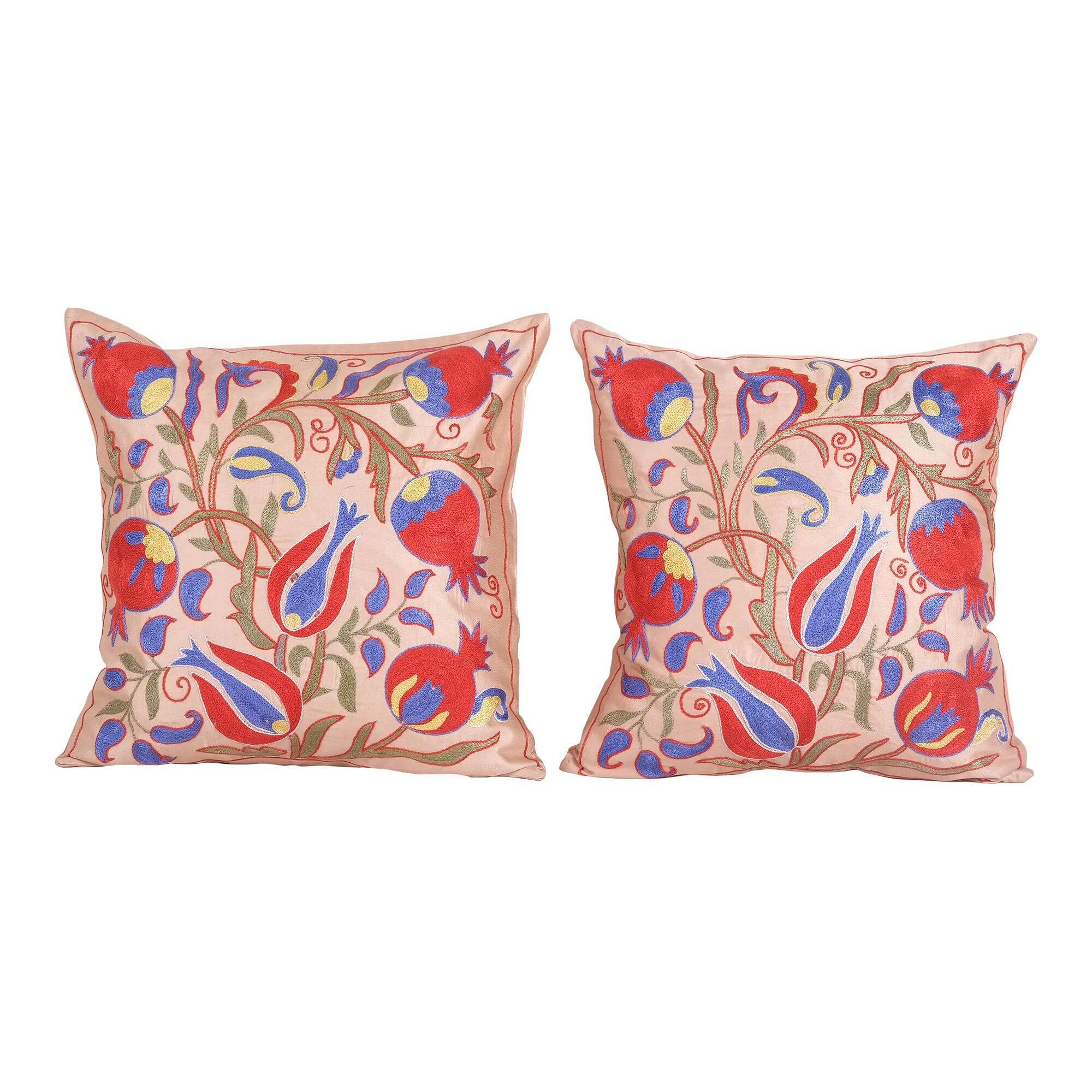 Lot de 2 housses de coussin brodées vintage 46x48 cm