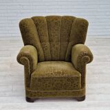 1950s, Danish vintage relax chair in green fabric, original condition.