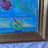 Oil painting on cardboard signed, dimensions: height - 88 cm, width - 75 cm.