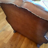 Pair armchairs club leather mustache art deco