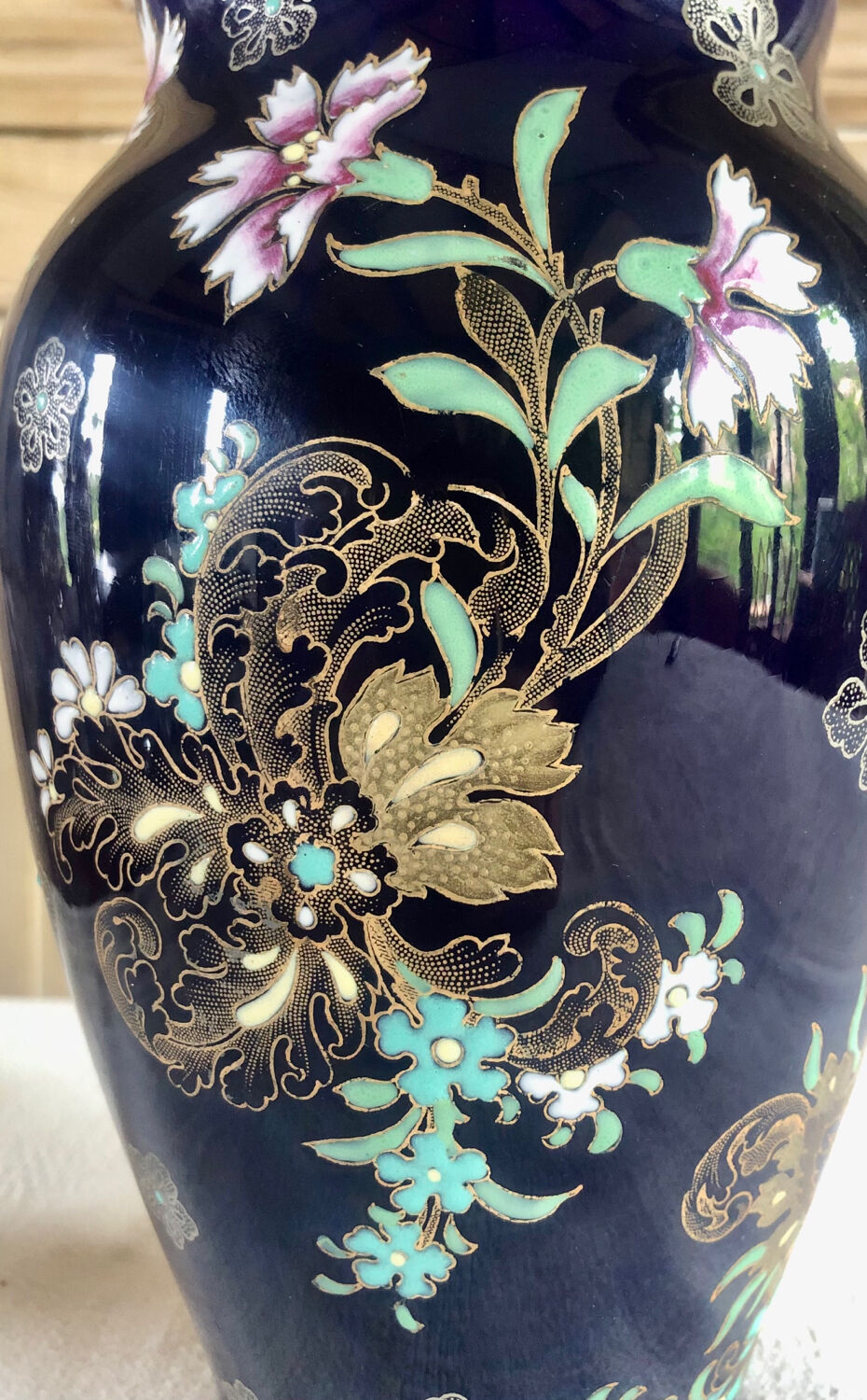 Old vase baluster enamelled lamp Boch Frères Keramis Belgium