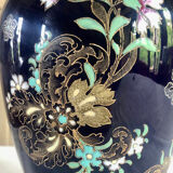 Old vase baluster enamelled lamp Boch Frères Keramis Belgium