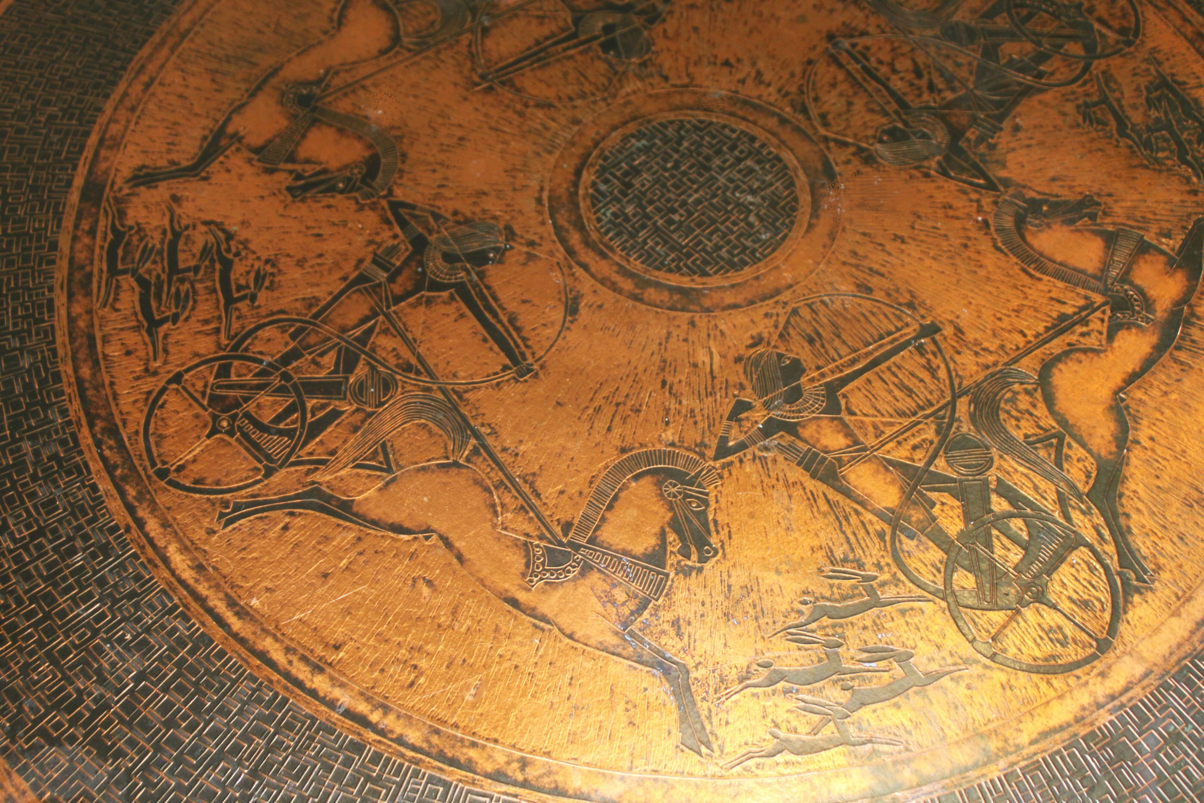 Mid-century copper and wood coffee table, Vad Trevarefrikk, Norway, 1960s.