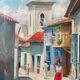 Toile huile paysage ruelle 60x80cm