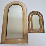Two 70s patinated brass mirrors